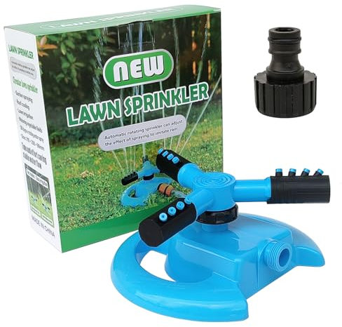 MMSGA Oscillating Sprinkler, Blue, 360 Degree Rotation Garden Watering System, Sprinklers for Yard & Kids, Premium Quality & Anti-Leak Design