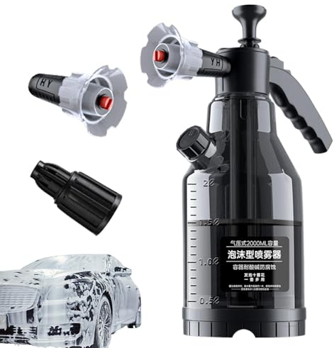 2024 Upgrade Snow Foam Pump Sprayer Portable Pressure Spray Bottle Hand Pneumatic Foam Cannon Pressure Atomizer Pump Sprayer Pressurised Soap Sprayer with Two Nozzles for Window Cleaning Car Washing