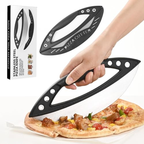 Jaropener Pizzaschneider, 12 Pizzamesser Wippe mit Klingenabdeckung für Küche und Gewerbe, Pizzamesser aus Edelstahl für alle Arten von Quesadillas,Fladenbrot,Brownies,spülmaschinenfest Pizza Cutter
