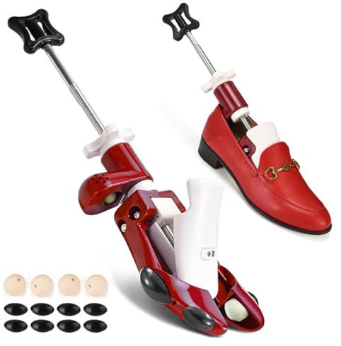 LITZEE Schuhspanner Herren Damen,2 Stück Schuhdehner Schuhweiter für Einstellbare Länge und Breite mit Geruchsschutzkugel für Lederschuhe,Segeltuchschuhe,Sportschuhe (Rot 34-41)