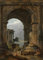 ENYLUFUT Berühmte Gemälde Leinwand Malerei Wandkunst Bilder Deko Kunstwerk Ancient Capriiiice mit der Statue des Marcus Aurelius von Hubert Robert Abstrakt Poster für Wohnzimmerdekoration 60x90cm
