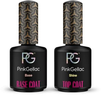 Pink Gellac Shellac Base und Top Coat Set 2x 15 ml - UV Nagellack Set - Hergestellt in Holland