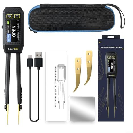 LCR-ST1 Digitale Pinzette, LCR Meter, 1,14 Zoll Bildschirm, 28 × 19 × 150 mm, hochpräzise LCR Messgerät, Pinzette Smart für Pinzetten