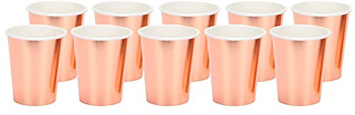ANKROYU 20PCS Gobelets en Papier Argenté, Gobelet à Boissons Chaudes et Froides, Tasse à Jus Recyclable, Tasses à Café en Or Rose, Boissons Chaudes à Café pour Fête Café Thé (Rose Gold)