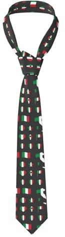 Hceaatb Herren-Krawatte mit italienischer Flagge, Unisex, Satin, bedruckt, dünne Krawatten für Business, Hochzeiten, Bälle, Partys, Abschlussfeiern, Schwarz , Einheitsgröße