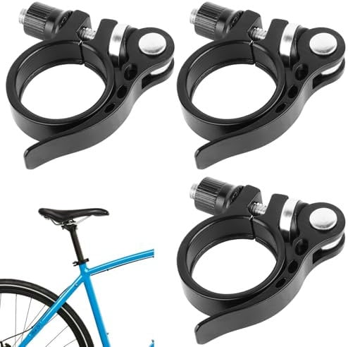 Bike Seat Clamp 3Pcs Seat Post Clamp Quick Release Bicycle Seat Clamp Aluminum Alloy Bike Seatpost Accessories Seatpost Clamp 31.8 for Road Bikes Mountain Bikes Folding Bikes(Black)