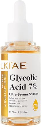 LKIAE Glycolic Acid 7% Ultra-Serum-Solution, Brightening, Moisturizing, Reduce Dark Spots, Refne Skin Texture For All Skin Types, With Glutathione, Vitamin C, 50ml (Pack of 1)