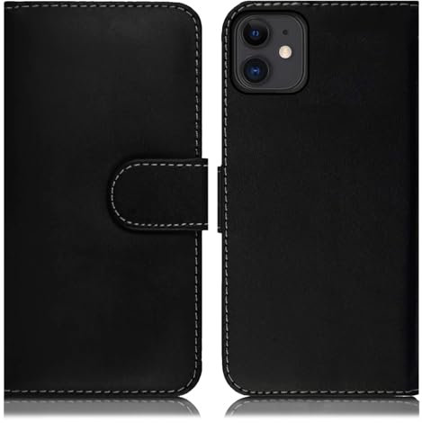 Case for iPhone 11 Premium PU Leather Flip Black Book Wallet Case With Card Slots and Kickstand Magnetic Closure