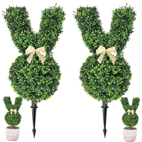 EUITOR Bunny Topiary, Hasen-Topiary, Hasenformschnitt-Baum, Künstlicher Formschnittbaum in Hasenform, Osterhasen-Formschnittbäume, Buchsbaum-Formschnitt-Pflanze für Zuhause, Innen-und Außenbereich