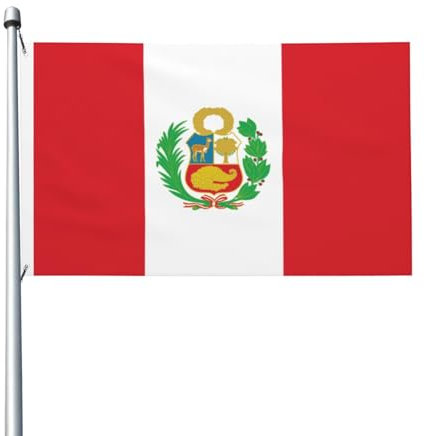Bandera de Perú 3x5FT bandera de doble cara - Heavy Duty Outdoor & Garden Banner, Perfecto para decoración interior y exterior