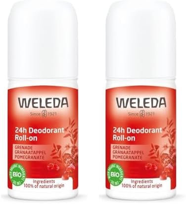 WELEDA Bio Granatapfel 24h Deo Roll-on, natürliches Naturkosmetik Deodorant mit einem sinnlichen Dufterlebnis, wirksamer Schutz vor Körpergeruch, 24 Stunden zuverlässig ohne Aluminium (1 x 50 ml)