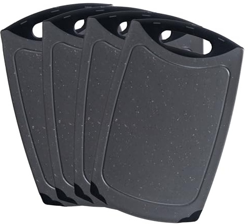 STONELINE Schneidebrett für die Küche 4-teiliges Set, ca. 26,5 x 16,5 cm, mit Saftrille und rutschfesten Griffen, BPA frei spülmaschinenfest, Klingenschonend, Frühstücksbrettchen Vesperbrettchen