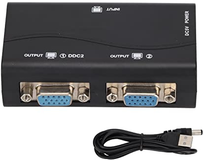 Yosoo Health Gear VGA Splitter, 2 Porta 250MHz VGA Video Switcher Splitter da 1 PC a 2 Monitor Supporto Risoluzione Fino a 1920 X 1440 per la Duplicazione dello Schermo