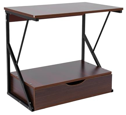 UHDUIG Étagère de rangement pour four à micro-ondes à 2 niveaux avec tiroir Design ouvert Convient pour les dortoirs, les appartements, les entreprises 54 x 35 x 50 cm (chêne + noir)