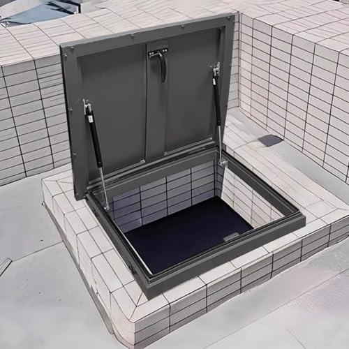 QHZYMX Schachtabdeckung Große Kommerzielle Dachfenster-Dachzugangsplatte, Dachbodentreppen-Auslassdeckel Mit Hydraulischer Stützstange, Dachausstiegsluke Für Brunnenköpfe(30x32in/76.2x81.3cm)