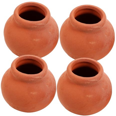 LRXIYODE 4PCS Miniature Clay Pots for Fairy Garden Plants Tiny Terracotta Succulent Pots Mini Ceramic Plant for Dollhouse Decoration Detailed Craftsmanship Interactive Play Accessories
