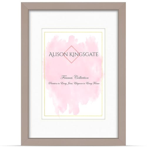 Alison Kingsgate A2 Rose Gold Picture Frame with Mount for A3 Photos | Engineered Wood with Precision-Cut Cardboard Mount - Ideal for Posters, Documents, Artwork, Certificates & Home Decor