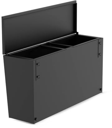 cozze® Abfalleimer mit 2 Fächern zur Montage – Praktischer Mülleimer Küche für den Außenbereich – Abfallsorter aus verzinktem Stahl in Schwarz – Passend Elements Serie