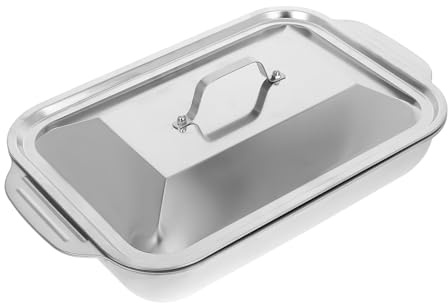 VERDANVERSE Edelstahl Rechteckige Bratform 2 Stück mit Elegantem Finish Tiefer Rostbräter für Fisch und Backofen Geeignet Verhindert Lebensmittelverschütten