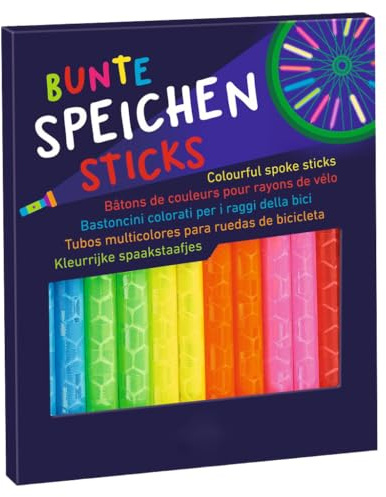 FÜNDIG Speichenreflektoren Fahrrad 12er Set - Bunte Speichensticks in 6 leuchtenden Farben - Reflektierende Speichenclips für Kinderfahrrad - Sicherheit im Straßenverkehr - Fahrrad Deko zum Anclipsen