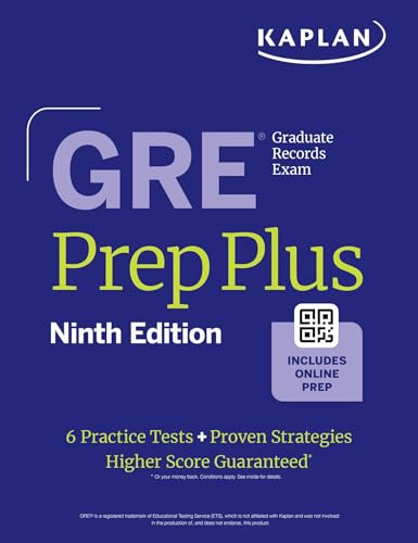 GRE Prep Plus, Ninth Edition (2026): Includes 6 Practice Tests, 1500+ Practice Questions + Online Access to a 500+ Question Bank, Video Tutorials, and Live Class Sessions (Kaplan Test Prep)