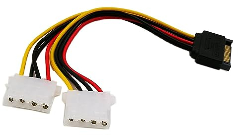 zdyCGTime 15,2 cm SATA 15 Broches mâle à Double 4 Broches Molex LP4 Femelle IDE Hard Drive Power Y-Adapter câble convertisseur, mâle vers Femelle pour 12 V/5 V IDE HDD DVD