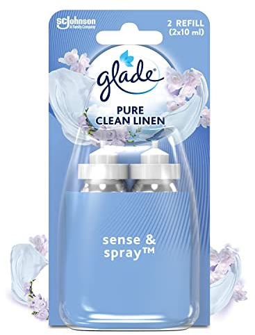 Glade Sense & Spray Air Freshener Refill, Motion Activated Automatic Room Spray and Odour Eliminator for Home, Clean Linen, Duo Pack (2 x 18ml)
