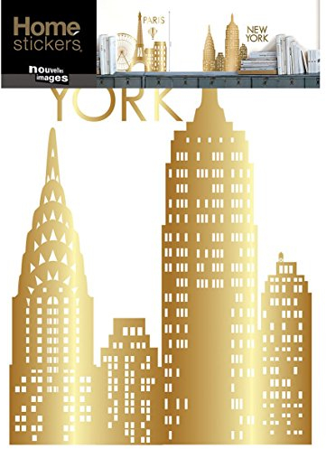 NOUVELLES IMAGES Neue Bilder 175.001098.03 selbstklebend Wandtattoo NYC Skyline Papier Gold 57 x 46,5 x 0,1 cm
