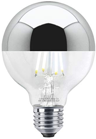 Long Life Lamp Company 4w LED Crown Silver Light Bulb Mirror Top E27 Cool White