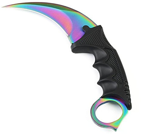Premium Karambit Messer in deinem Lieblingsmuster - Echt scharfe Klinge aus Edelstahl - Hochwertiger Griff aus Kunststoff - Dein Knife bekannt aus CS:GO! (Fade)