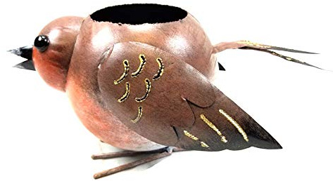 BWA Home Or Garden Metal Planter - Robin Bird Flower Pot