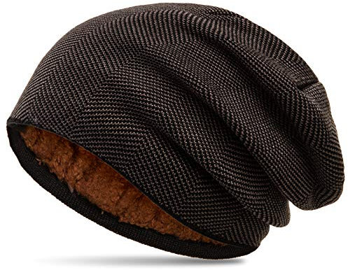 Caspar MU201 warme Feinstrick Beanie Mütze mit Fleece gefüttert, Farbe:khaki, Größe:One Size