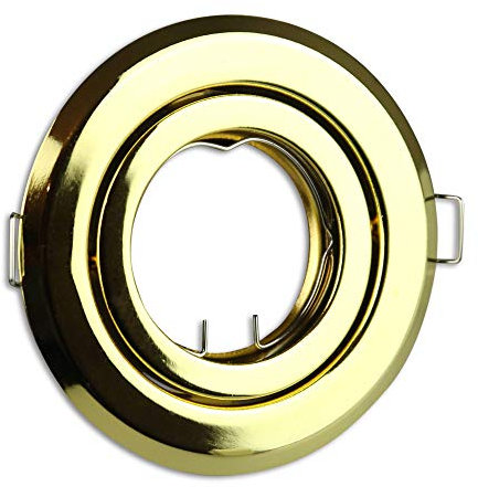 Einbaustrahler Rahmen gold rund schwenkbar super flach - Einbaurahmen für GU10 MR16 Leuchtmittel - Ø80-85mm Bohrloch Einbau-Spot Strahler Einbauleuchte