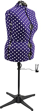 Verstellbare Schneiderpuppe Violett mit Punktmuster 8-Teilige | Groß (L) [Größe EUR 48 bis 50]