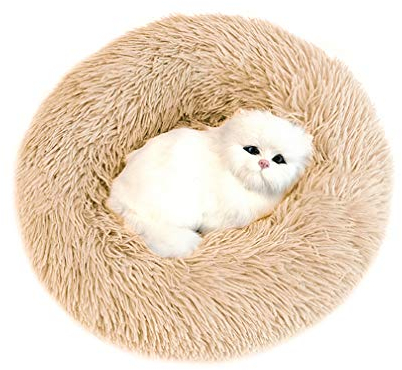 Sunnykud Deluxe Haustierbett Rundes Plüsch Bett für Haustiere in Doughnut-Form Hundebett Katzenbett Flauschig Weich Hundekissen Hundesofa Wasserfeste Unterseite Katzensofa