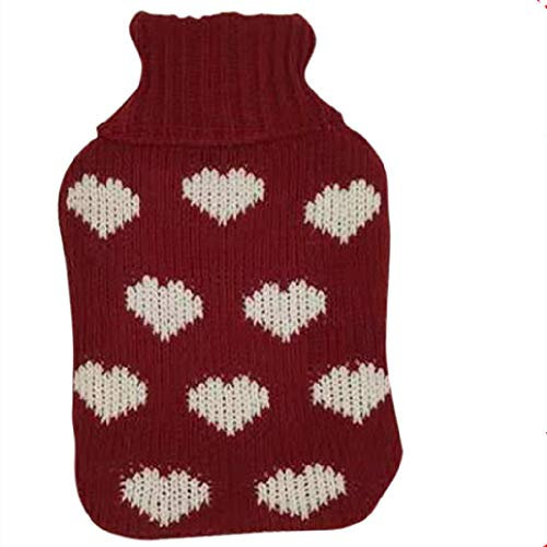 Noun Pantoufle bouillotte Bouteille d'eau Chaude en Caoutchouc Motif rempli d'eau Sac d'eau Chaude Emballage tricoté bouillotte Rose 350ML