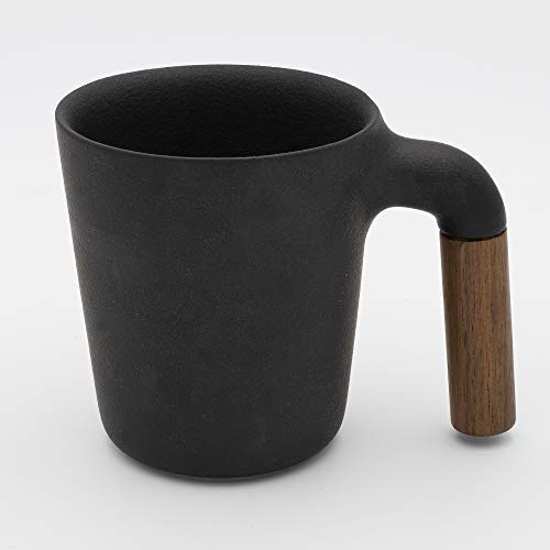 HMM Mugr Handwerklich Kaffee Und Tee-Becher Mit Holzgriff - Schwarz