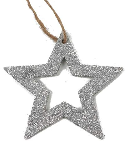 Sternhänger Glitzer / 5er Set / 10x0.3cm / Silber