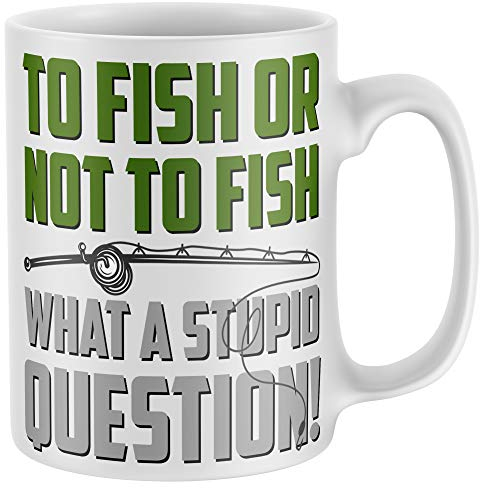 Purple Print House Fishing Gifts for Men, Fishing Question Slogan, Funny Mug, Novelty Mugs, Idea Grandad Dad Accessories Bait Rod Hook, White, One Size