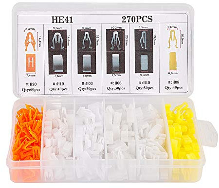 Grapas coche surtido de clips para salpicadero, 270 unidades de sujetadores, bolsa interior de plástico para consola interior