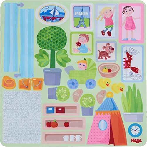 HABA Little Friends Puppenhaus Klebe-Deko-Accessoires - Aufkleber für Teller, Küche, Haus - Zubehör für Biegepuppen ab 3 Jahren Bunt - 1306157001
