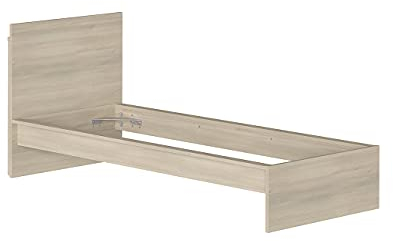 Iconico Home MIK, Einzelbettgestell mit Kopfteil, aus Verbundholz, Eiche, 90 x 200 cm