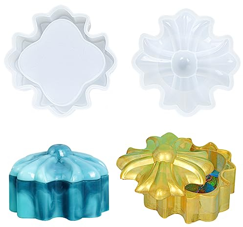 Koonafy 2 Pcs Epoxidharz Formen Schachtel,Resin Silikonform Gießform,Schmuck Box Schimmel,Chrome Hearts Resin Molds mit Deckel,Gießharz Form Für Aufbewahrungs,Handwerk DIY Box