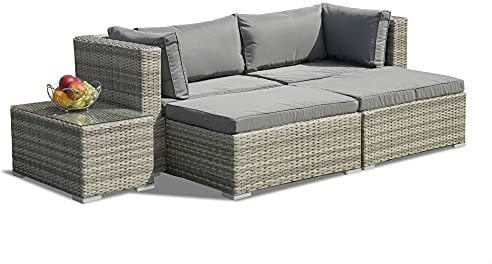 GSD Enzo Rattan Garden Furniture Sofa Lounge 5 Piece Set - In or Outdoor