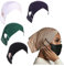Cntqiang 4 Stück muslimische Unterschals mit Ohrloch Stretch Jersey Innenhüpfer Schlauchkappen für islamische Frauen Turban Motorhaube, Grün + Schwarz + Weiß + Marineblau, Einheitsgröße
