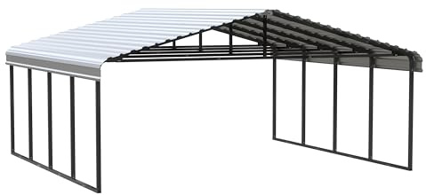 Arrow Carports Galvanized Steel Carport, Double Car Metal Carport Kit, 20' x 20' x 9', Eggshell