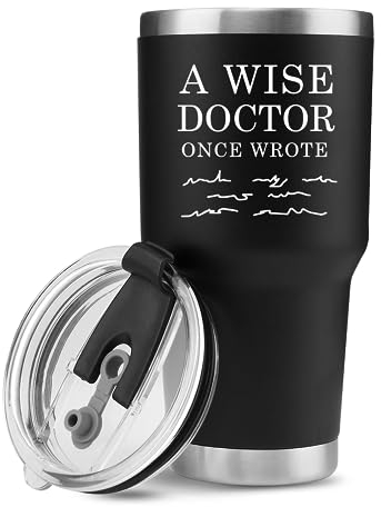 Panvola 'A Wise Doctor Once Wrote ' Bicchiere da dottore Studente di medicina MD Practitioner DR Tazza da viaggio Compleanno in acciaio inossidabile con coperchio rimovibile e cannuccia (30 once)