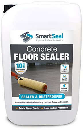SmartSeal Concrete Floor Sealer - 25 Litres - Premium Exterior & Interior Concrete Sealer and Dustproofer with Satin Sheen Finish – Easy to Apply, Stain & Water Resistant Sealant