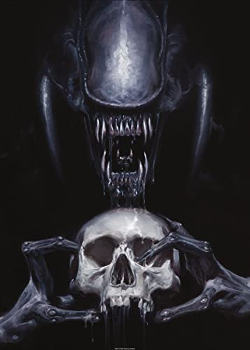 Displate Offiziell Alien MetallPoster Magnetische Befestigung Inklusive Lizenziert Bilder Hochwertiges Poster Alien With A Skull 45 cm x 32 cm