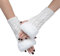 SUNTRADE Fingerlose Damen-Handschuhe, Armstulpen mit Kunstfell, Winter fingerlose Handgelenkwärmer, Weiss/opulenter Garten, Medium